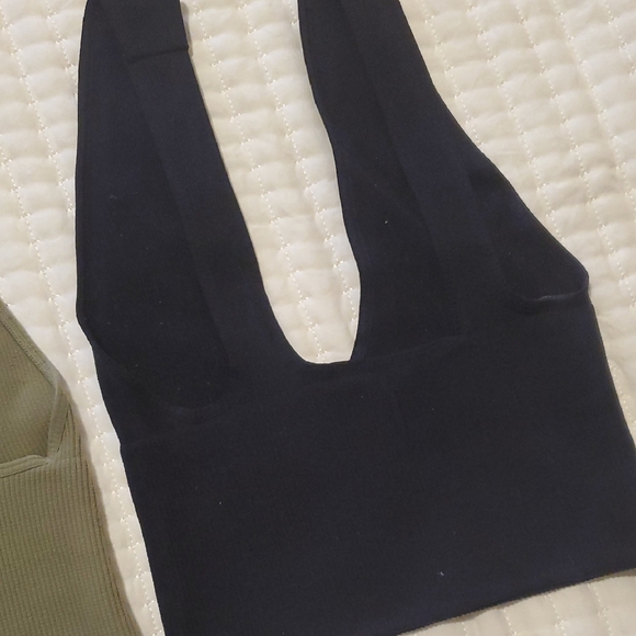 Free People Olive And Black V-Neck Crop Top - Picture 7 of 9